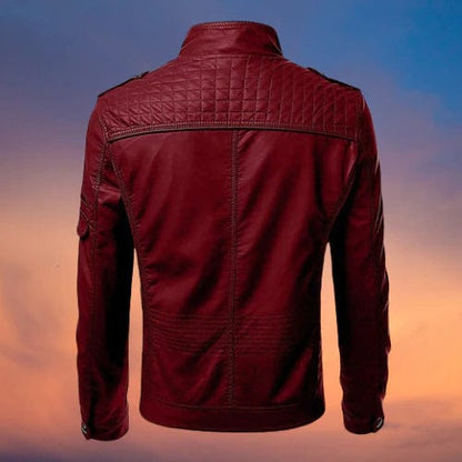 Lederjacke – mit Reißverschluss – Gefüttert – Bikerjacke – Herrenlederjacke-Chaps Herrenmode
