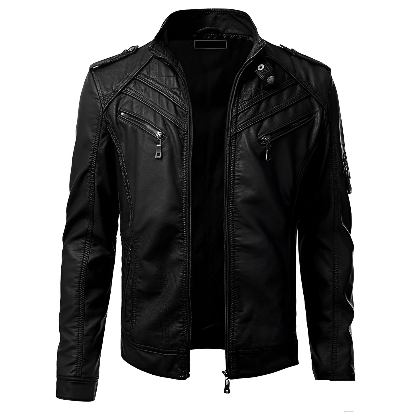 Lederjacke – mit Reißverschluss – Gefüttert – Bikerjacke – Herrenlederjacke-Chaps Herrenmode