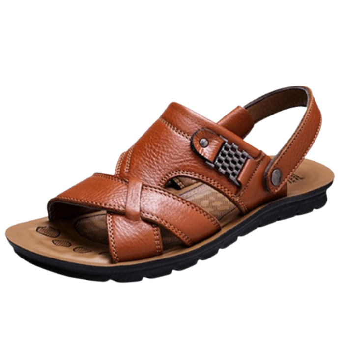Ledersandalen – Ergonomisch – Sport – Orthopädische Sandalen – Herrensandalen-Braun-38-Chaps Herrenmode