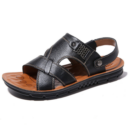 Ledersandalen – Ergonomisch – Sport – Orthopädische Sandalen – Herrensandalen-Schwarz-38-Chaps Herrenmode