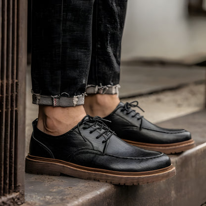 Lederschuhe – Herren, schwarzbraune Schnürschuhe im Chunky-Oxford-Stil-Chaps Herrenmode