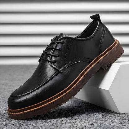 Lederschuhe – Herren, schwarzbraune Schnürschuhe im Chunky-Oxford-Stil-Schwarz-39-Chaps Herrenmode