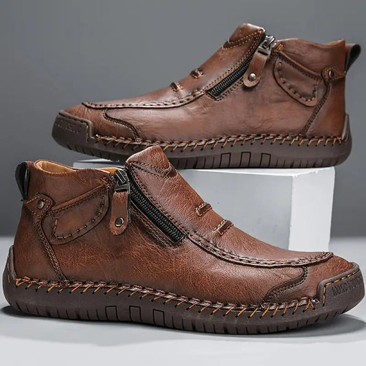 Lederschuhe - Rutschfest - Orthopädisch - Lederstiefel - Herrenschuhe-Braun-38-Chaps Herrenmode
