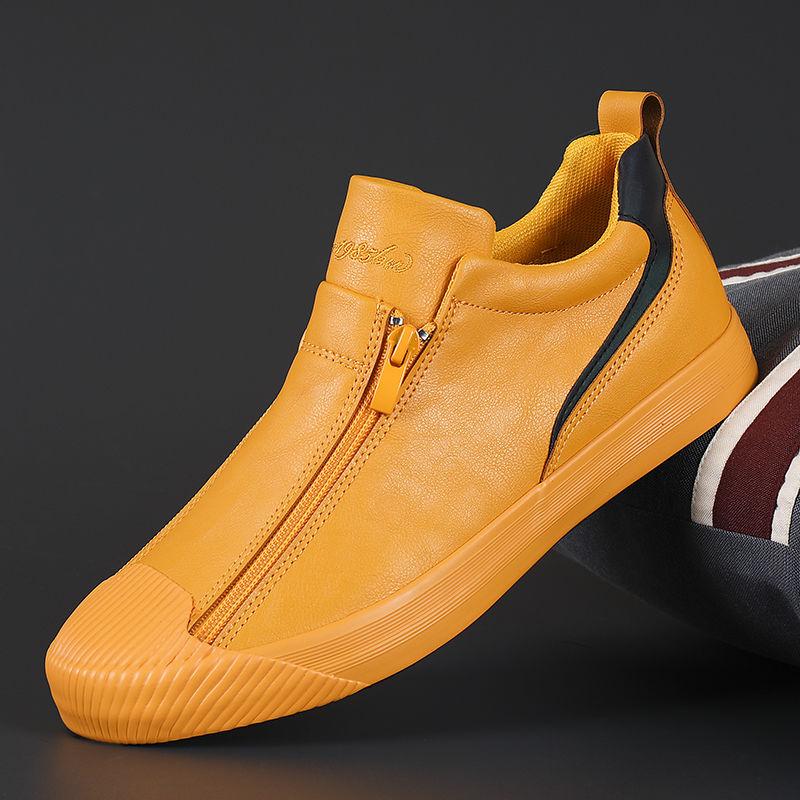 Lederschuhe | Rutschfest | Slipper | Herrenschuhe | Ledersneaker-Gelb-38-Chaps Herrenmode