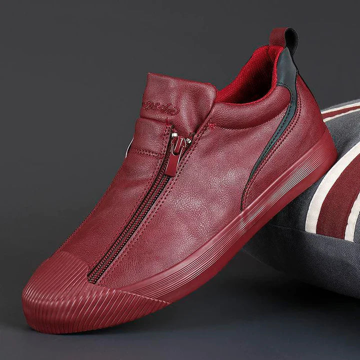 Lederschuhe | Rutschfest | Slipper | Herrenschuhe | Ledersneaker-Rot-38-Chaps Herrenmode