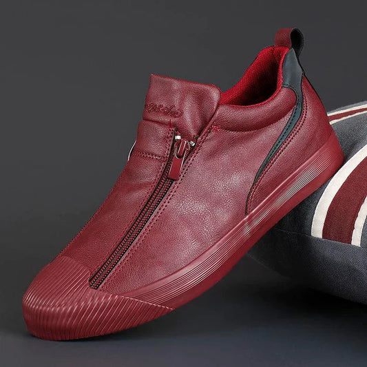Lederschuhe | Rutschfest | Slipper | Herrenschuhe | Ledersneaker-Rot-38-Chaps Herrenmode