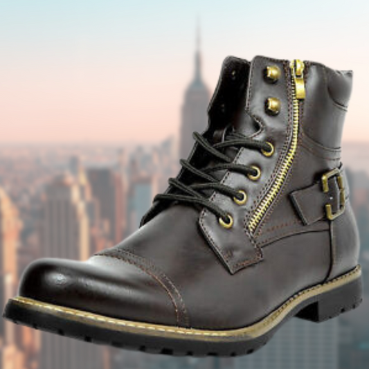 Lederstiefel - Rutschfeste Herren-Schnürstiefel für Biker-Chaps Herrenmode