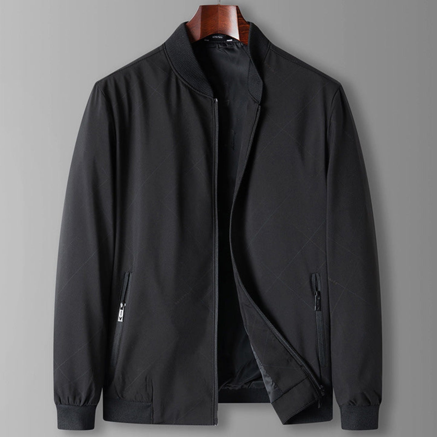 Leichte Jacke – Lässige Windjacke mit Reißverschluss für Männer-Schwarz-L-Chaps Herrenmode