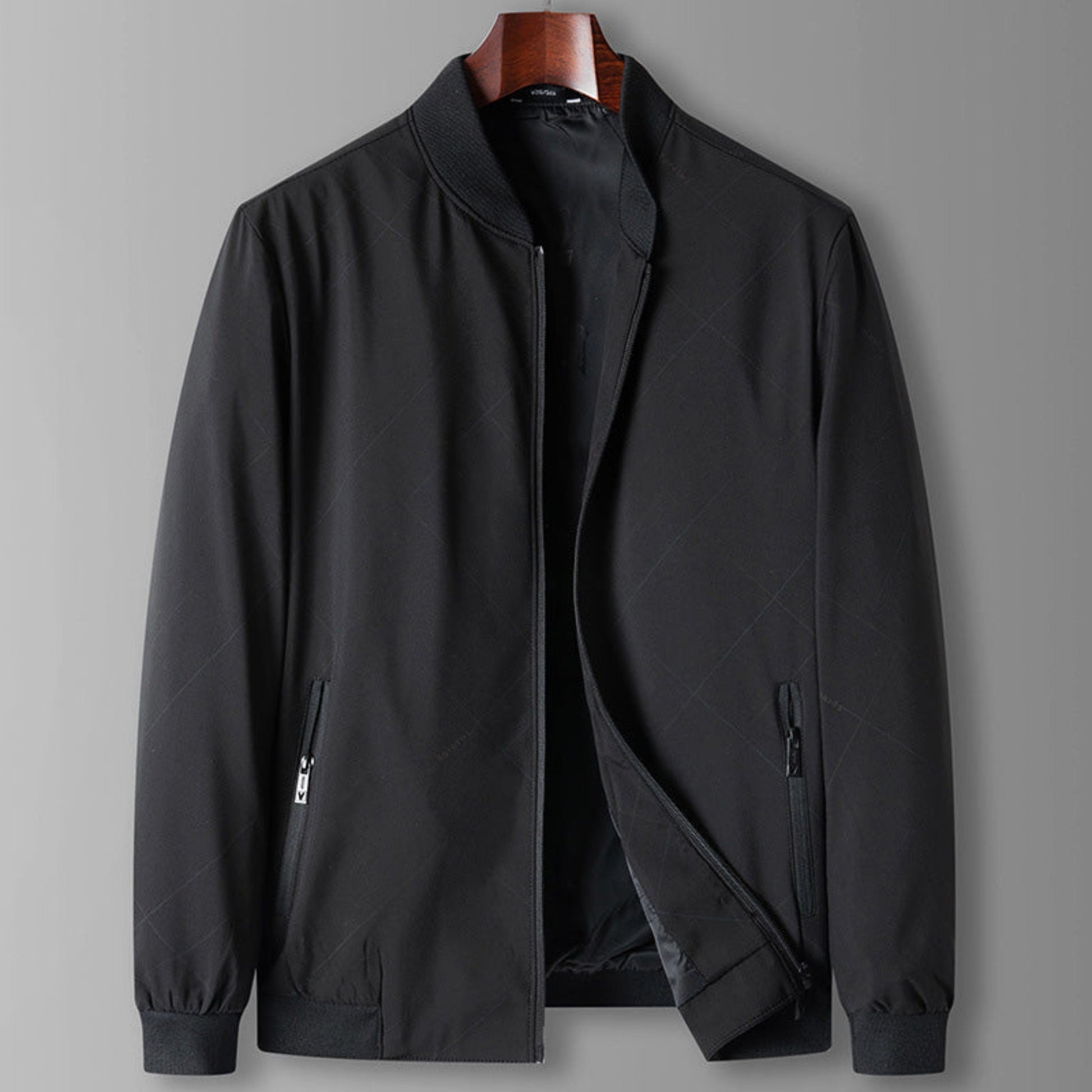 Leichte Jacke – Lässige Windjacke mit Reißverschluss für Männer-Schwarz-L-Chaps Herrenmode