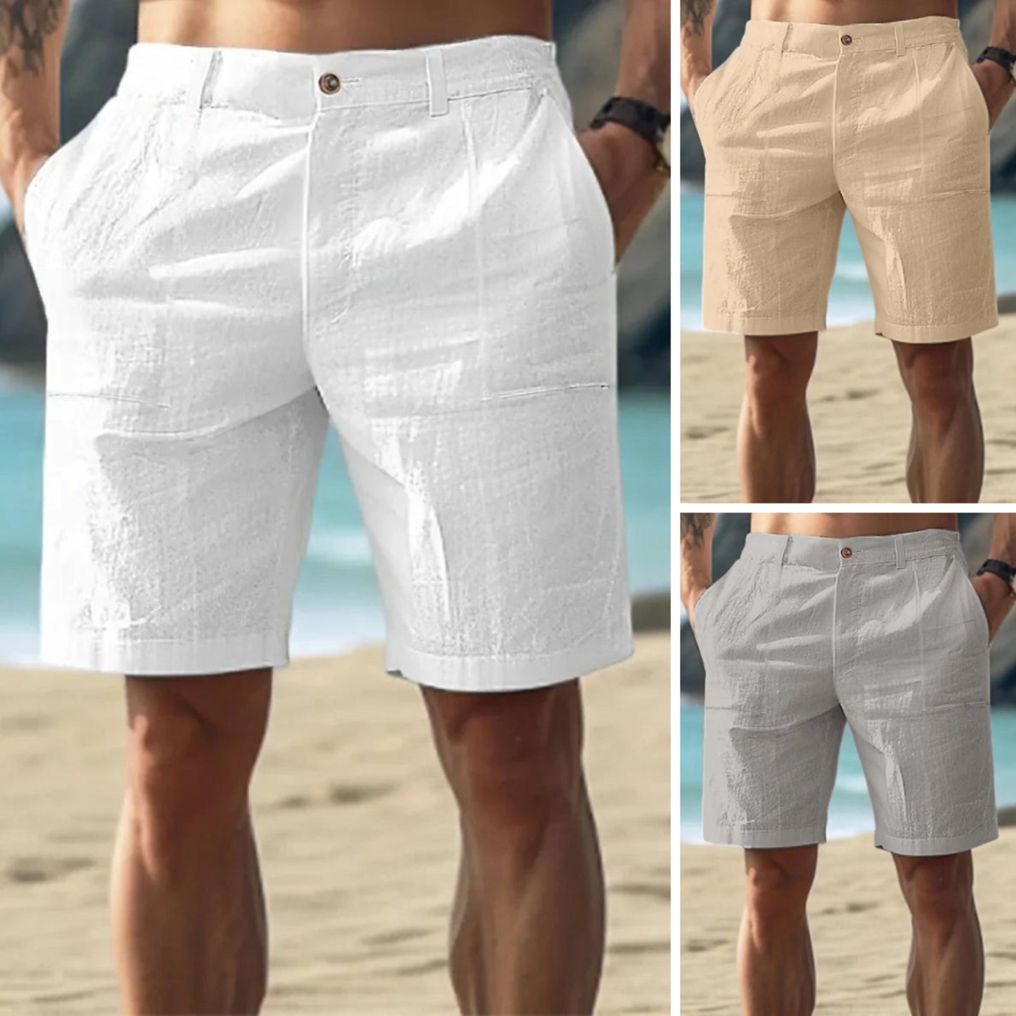 Leinen-Shorts | Leicht | Lockere Passform | Shorts für den Sommer | Herren-Shorts-Chaps Herrenmode