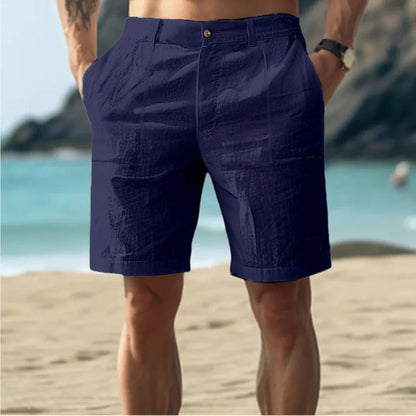 Leinen-Shorts | Leicht | Lockere Passform | Shorts für den Sommer | Herren-Shorts-Dunkelblau-S-Chaps Herrenmode