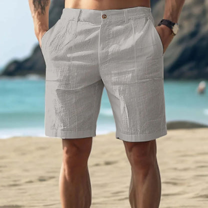 Leinen-Shorts | Leicht | Lockere Passform | Shorts für den Sommer | Herren-Shorts-Grau-S-Chaps Herrenmode
