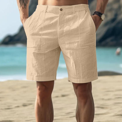 Leinen-Shorts | Leicht | Lockere Passform | Shorts für den Sommer | Herren-Shorts-Khaki-S-Chaps Herrenmode