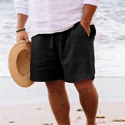 Leinen-Shorts | Lockere Passform | Kordelzug | Sommer-Shorts | Herrenshorts-Schwarz-S-Chaps Herrenmode