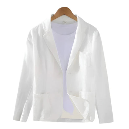 Leinenblazer – Lässiger einreihiger Sommerblazer für Männer-Weiß-M-Chaps Herrenmode