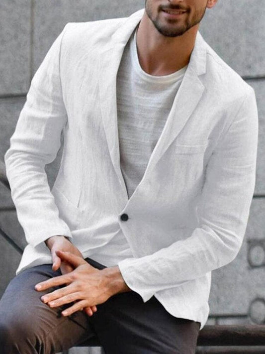 Leinenblazer - Leichtgewicht - Einreihig - Herrenblazer - Balzerjacke-Weiß-M-Chaps Herrenmode