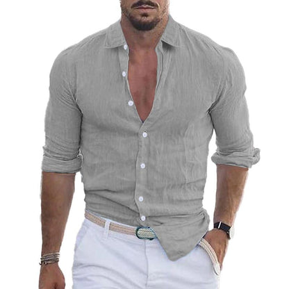 Leinenhemd – Langarm – Leicht – Hemd mit Knopfleiste – Herrenhemden-Chaps Herrenmode