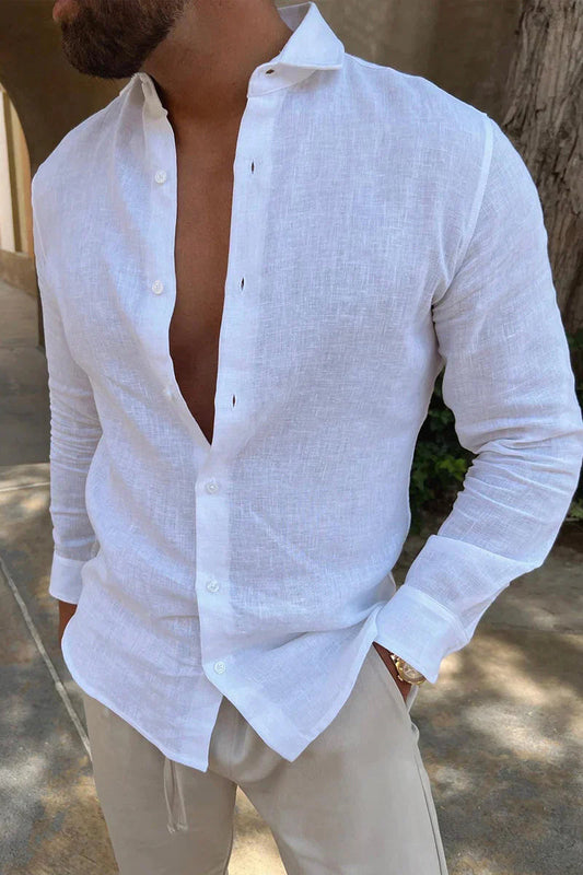 Leinenhemd | Langarm | Leichtgewicht | Button-Up Hemd | Herrenhemd-XS-Chaps Herrenmode