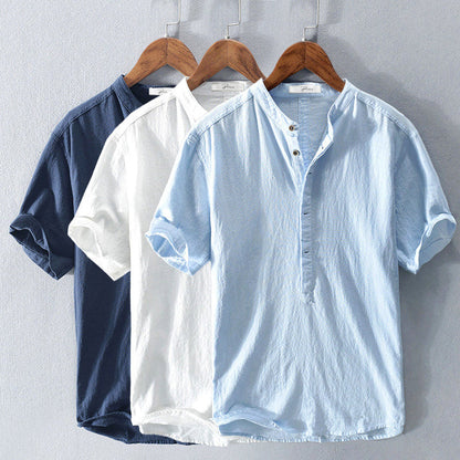 Leinenhemd – Leichtes Herrenhemd mit Knöpfen und kurzen Ärmeln für den Sommer-Chaps Herrenmode