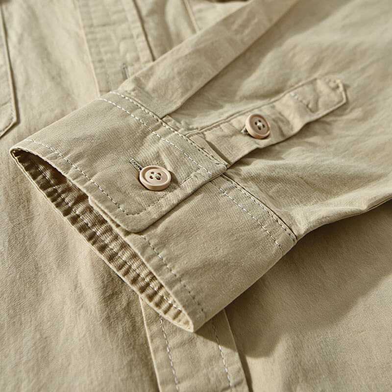 Leinenhemd – lässiges Langarmhemd für Herren mit Knöpfen und Taschen-Chaps Herrenmode