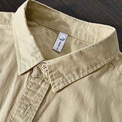 Leinenhemd – lässiges Langarmhemd für Herren mit Knöpfen und Taschen-Chaps Herrenmode