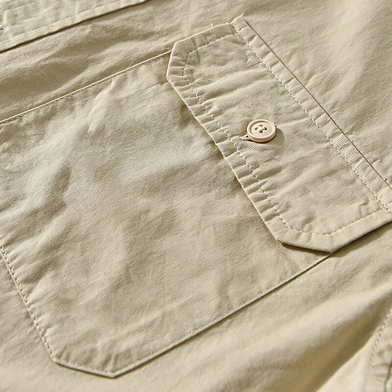 Leinenhemd – lässiges Langarmhemd für Herren mit Knöpfen und Taschen-Chaps Herrenmode