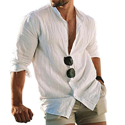 Leinenhemd – leichtes Langarmhemd mit Knöpfen für Herren-Chaps Herrenmode