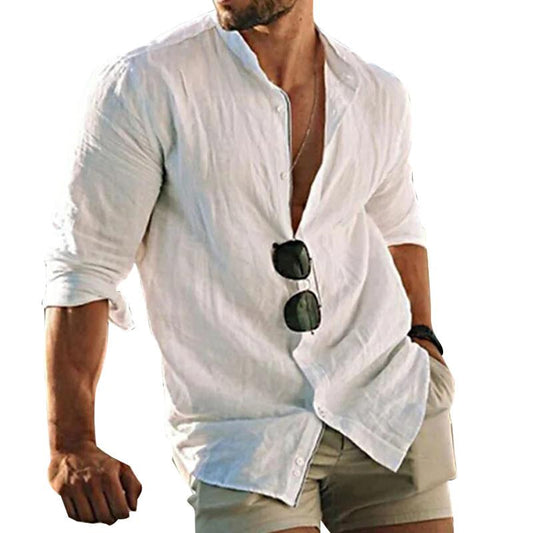 Leinenhemd – leichtes Langarmhemd mit Knöpfen für Herren-Chaps Herrenmode