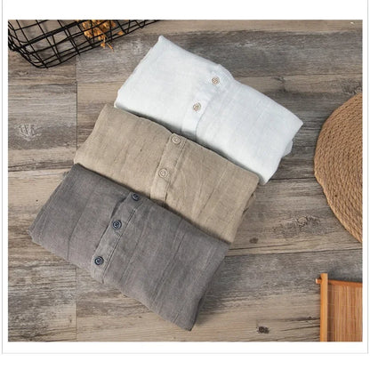 Leinenhemd – mit Knöpfen – leicht – Kurzarmhemd – Herrenhemden-Chaps Herrenmode