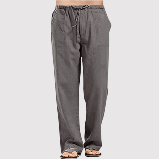 Leinenhose | Drawstring | Baumwolle | Sommerhosen | Leinenbekleidung für Männer-Dunkelgrau-S-Chaps Herrenmode