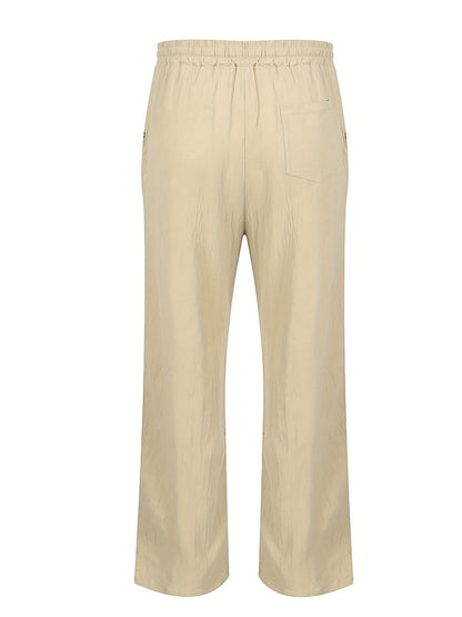 Leinenhose | Elastischer Bund | Kordelzug | Locker sitzende Hose | Herrenhose-Chaps Herrenmode