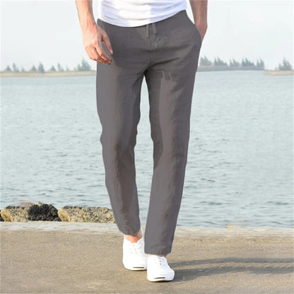 Leinenhose – Leichte Herrenhose mit geradem Bein für den Sommer-Grau-S-Chaps Herrenmode