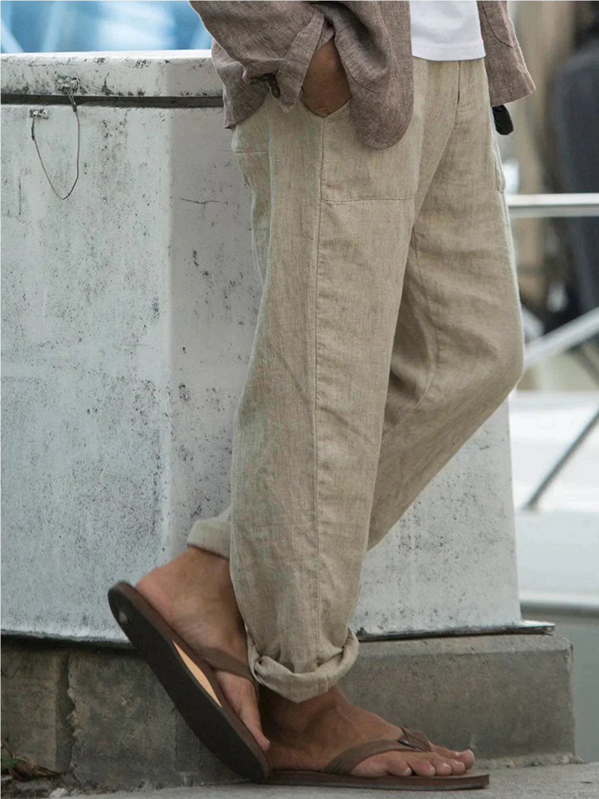Leinenhose – Leichte Sommerhose für Männer mit geradem Bein-Chaps Herrenmode