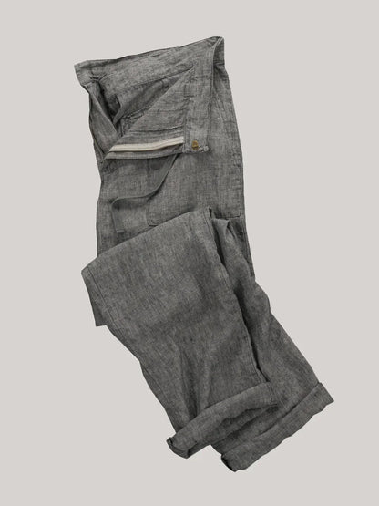 Leinenhose – Leichte Sommerhose für Männer mit geradem Bein-Grau-S-Chaps Herrenmode