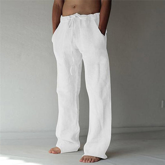 Leinenhose – Locker sitzend – Kordzug – Sommerhose – Herren-Leinenhose-Chaps Herrenmode