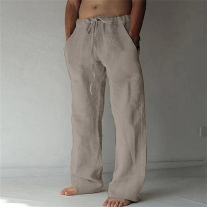 Leinenhose – Locker sitzend – Kordzug – Sommerhose – Herren-Leinenhose-Grau-S-Chaps Herrenmode