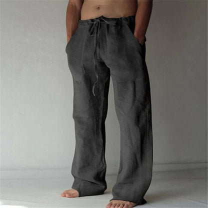 Leinenhose – lockere Passform – Kordelzug – Sommerhose – Herrenhose-Schwarz-S-Chaps Herrenmode