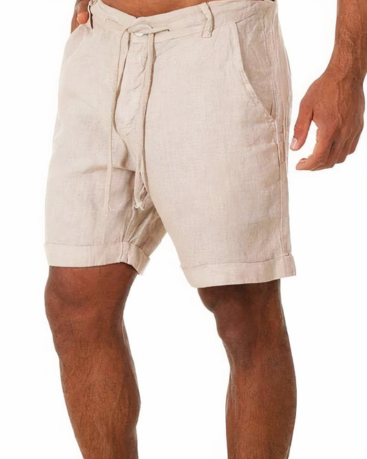 Leinenshorts - Loose Fit - Kordelzug - Shorts für Männer-Beige-S-Chaps Herrenmode