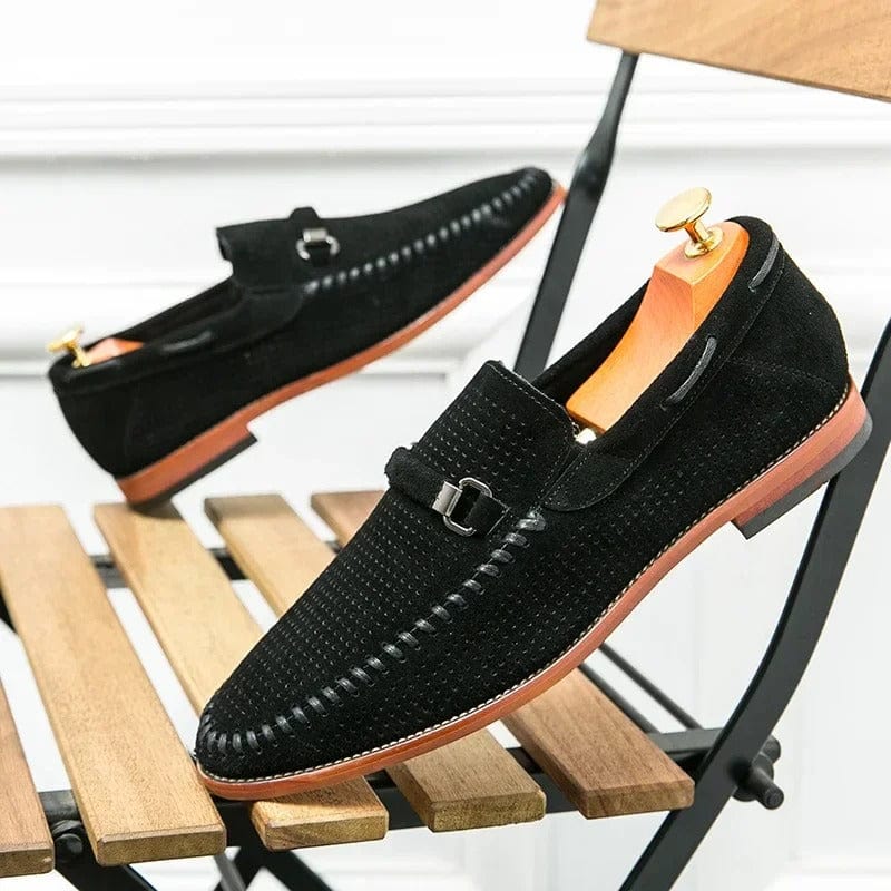 Loafer – atmungsaktiv – Slip-On – Wildleder-Loafer – Herrenschuhe-Schwarz-39-Chaps Herrenmode