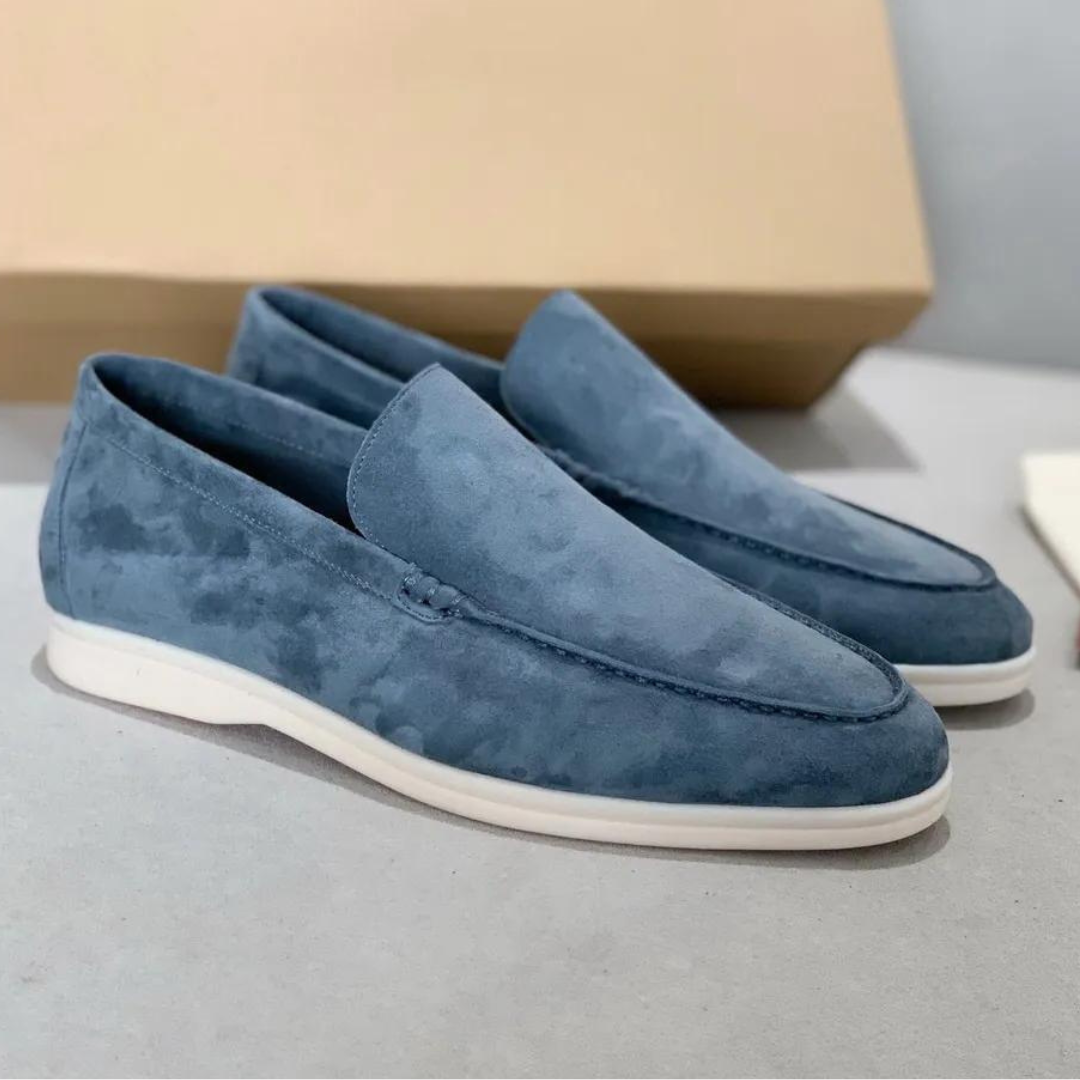 Loafer aus Wildleder – ergonomische Slip-On-Loafer aus Leder für Herren-Blau Grau-38-Chaps Herrenmode