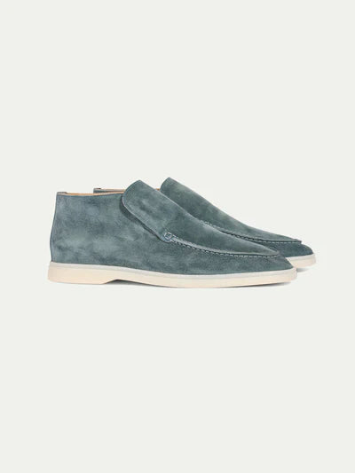 Loafer aus Wildleder – hohe Knöchelpartie – Leder – Slip-On-Schuhe – Herrenschuhe-Blau Grau-EU 38-Chaps Herrenmode