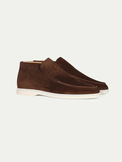 Loafer aus Wildleder – hohe Knöchelpartie – Leder – Slip-On-Schuhe – Herrenschuhe-Braun-EU 38-Chaps Herrenmode
