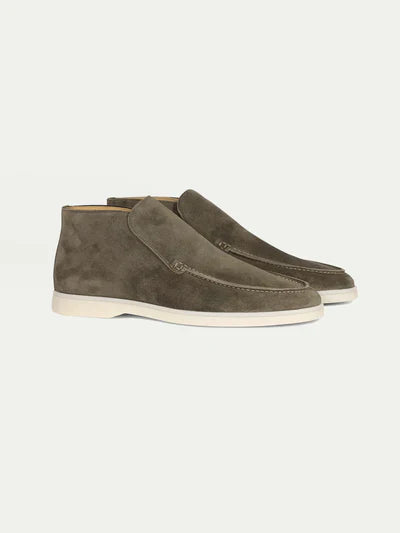 Loafer aus Wildleder – hohe Knöchelpartie – Leder – Slip-On-Schuhe – Herrenschuhe-Olivgrün-EU 38-Chaps Herrenmode