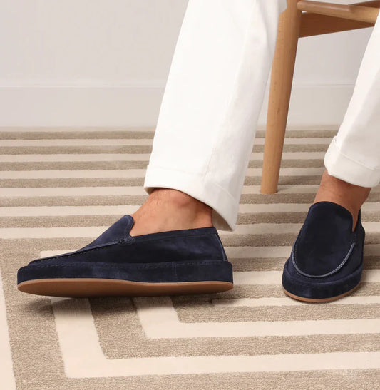 Loafers - Rutschfest - Slipper - Wildleder Loafers - Herren Loafers-Marineblau-36-Chaps Herrenmode