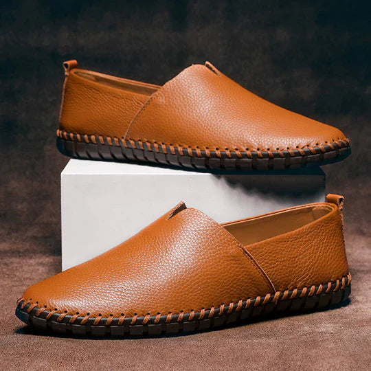 Loafers - Slip-On - Bequem - Leder Loafers - Herrenschuhe-Braun-37-Chaps Herrenmode
