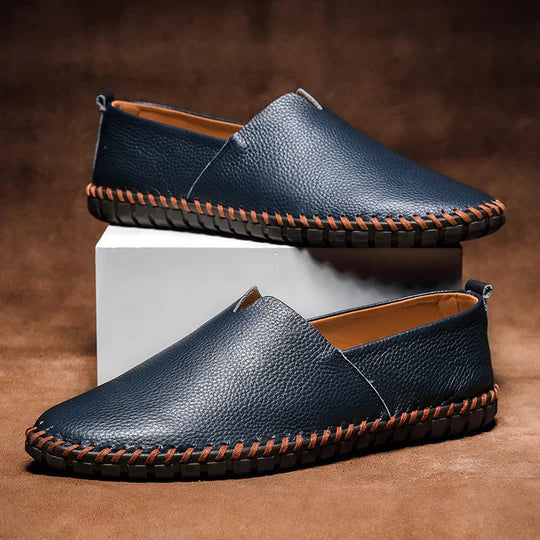 Loafers - Slip-On - Bequem - Leder Loafers - Herrenschuhe-Marineblau-37-Chaps Herrenmode
