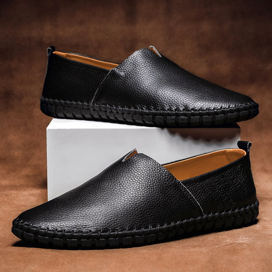Loafers - Slip-On - Bequem - Leder Loafers - Herrenschuhe-Schwarz-37-Chaps Herrenmode