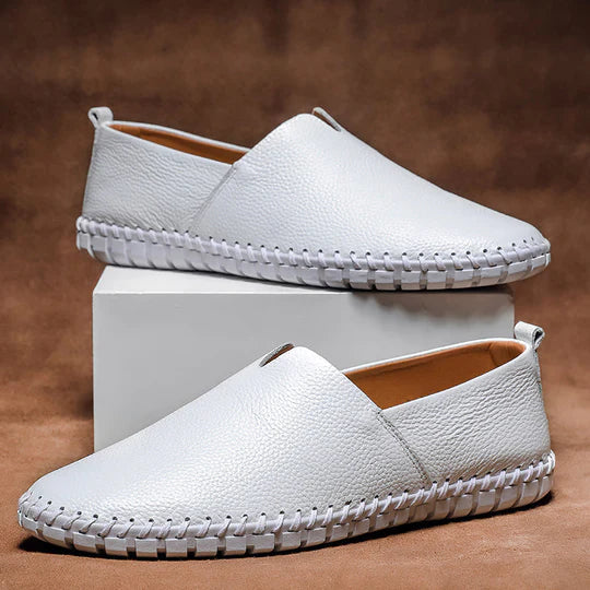 Loafers - Slip-On - Bequem - Leder Loafers - Herrenschuhe-Weiß-37-Chaps Herrenmode