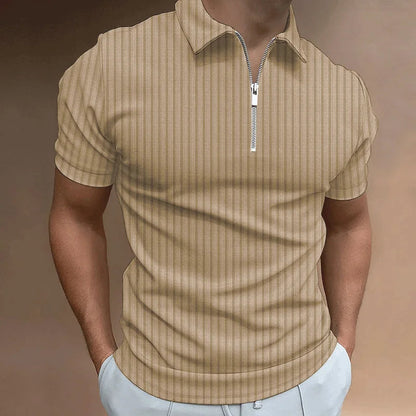 Luxuriöses Herren-Polo mit Reißverschluss für den Sommer Frühling-Khaki-S-Chaps Herrenmode