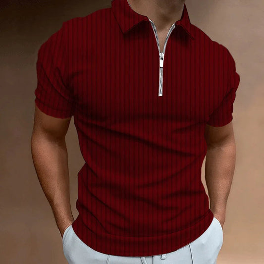 Luxuriöses Herren-Polo mit Reißverschluss für den Sommer Frühling-Weinrot-S-Chaps Herrenmode
